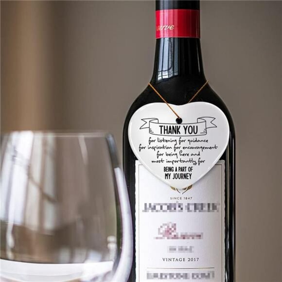 Thank You Heart Ornament Ceramic Keepsake Gift for Teacher Friend Coworker Boss - Picture 5 of 6